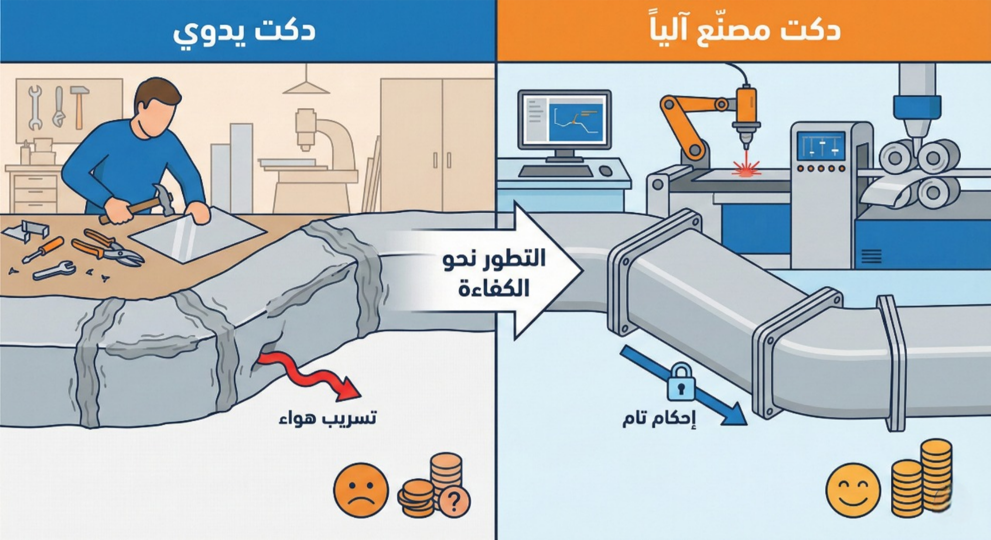 لماذا يعتبر “الدكت المُصنّع في مصنع معتمد” أفضل من الدكت اليدوي؟